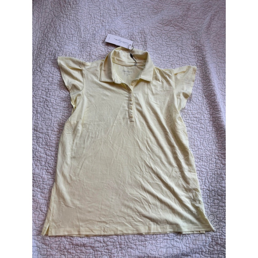 Walter Hagen Womens XL Clubhouse Flutter Sleeve Shirt Lemon Sorbet